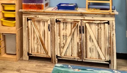 Rustic Barn Door Wood Storage Cabinet