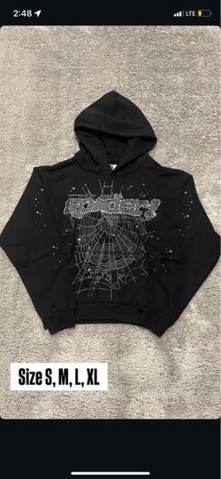 Sp5der Black Hoodie with Web Graphic