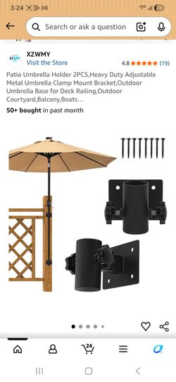 Patio Umbrella Holder 2PCS,Heavy Duty Adjustable Metal Umbrella Clamp Mount Bracket,Outdoor Umbrella Base for Deck Railing,Outdoor Courtyard,Balcony,B