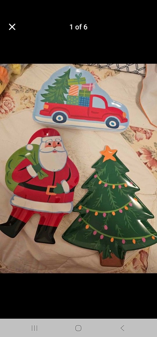 New Xmas Melamine Plates(dishwasher safe/Not microwave safe) 7 plates total

