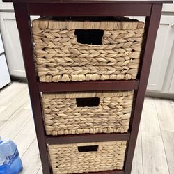 OSP Seabrook Three-tier Storage Unit With Espresso Finish and Natural Baskets