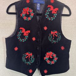 Christmas Vest Karen Scott Velvet 100% cotton size Petite Small