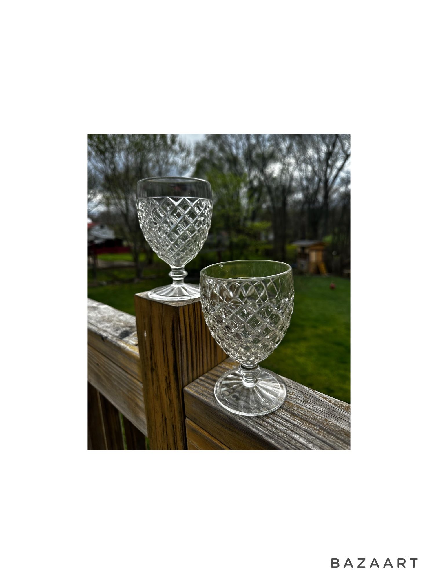 Vintage Anchor Hocking Waterford Waffle 5 3/4" Goblets Set of 2