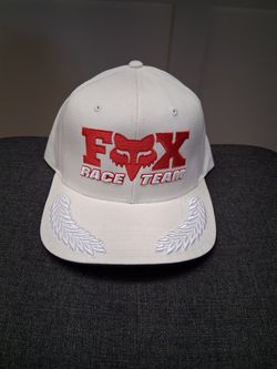 Fox Race Team Snapback Cap White One Size Adjustable Embroidered Vented Holes...NEW W/O tags.....asking $20.00