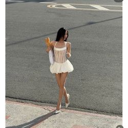 Elegant White Corset Dress