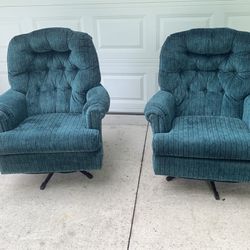 Set Of Two Vintage Swivel Rocking Chairs 