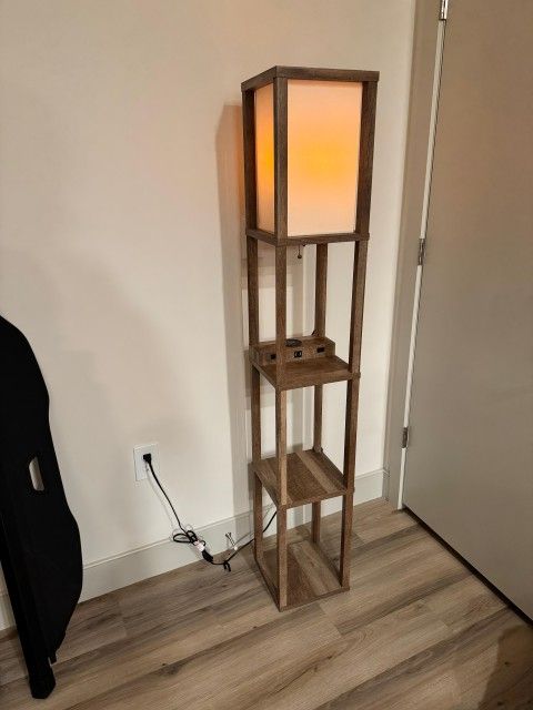 Floor Lamp With Wireless Charging, Usb, Socket
