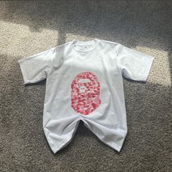 White bape pro club tee shirt size medium