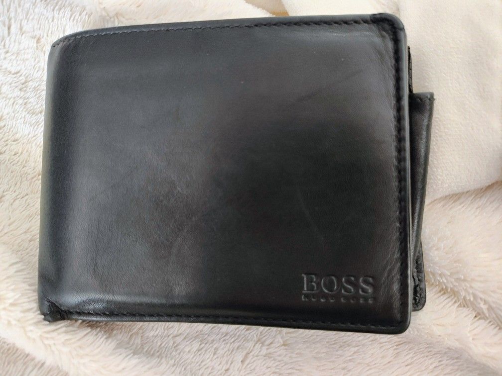 GENUINE HUGO BOSS BLACK LEATHER MEN'S WALLET