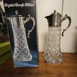 Pair Of Antique Cut Crystal & Silver Pitcher