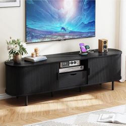 69" TV Stand with Power Outlet for TVs up to 80", Entertainment Center with Storage and Drawer, , Black X-8