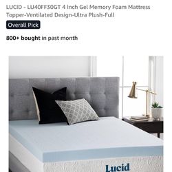 4 Inch Twin XL Gel Mattress Topper! Very Lightly Used