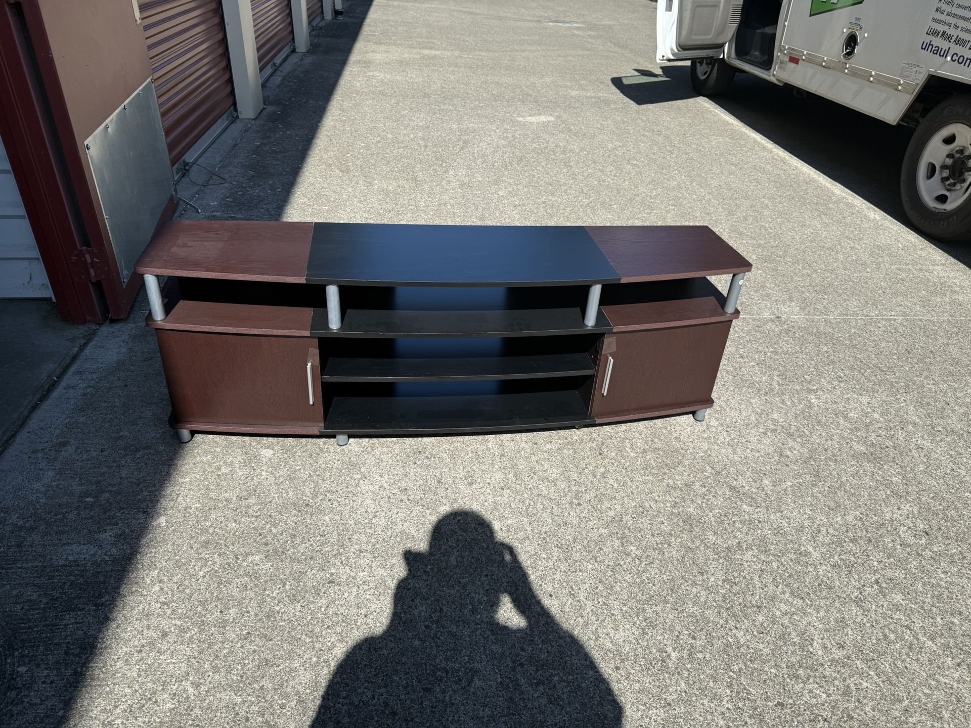 Kamal TV Stand – Black/Cherry – Fits TVs up to 70"