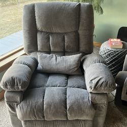Gray Recliner Chair-Massage, Heat, & Easy Lift