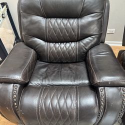 Brown Leather Reclining Sofa