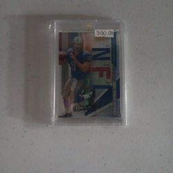Matthew Stafford | Rookie Premiere Materials | Signed | Peice Of Game Used Jersey And Football In Card