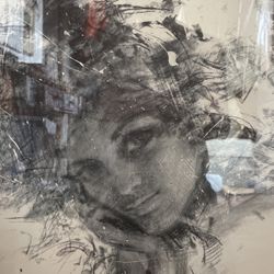 Vintage Alan Murray Painting Ira Roberts Print Remembering Charcoal 1971 Mcm 