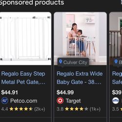 regalo  For Life's BIG Moments.  OP OF STAIR  ETAL WALK-THROUGH AFETY GATE  COLOR: WHITE  ngs 28"-42" wide 30.5" high  Fi