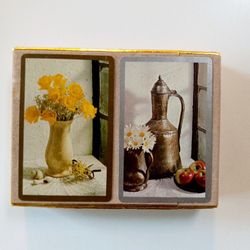 Rare Vintage Set of 2 pair playing cards deck box game