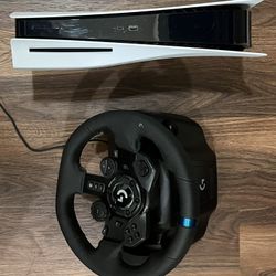 PS5 and Logitech G923 Steering Wheel And Pedals 