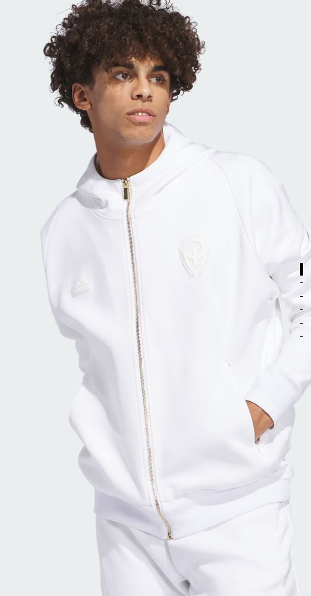 Adidas Patrick Mahomes ZNE White Hoodie Gold Zip Up Jacket IT4312 Men Size Med