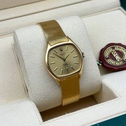 1974 Rolex Cellini 34mm 18k Yellow gold 3801 champagne dial 18k yellow gold bracelet manual wind box crystal crown watch booklet tag box