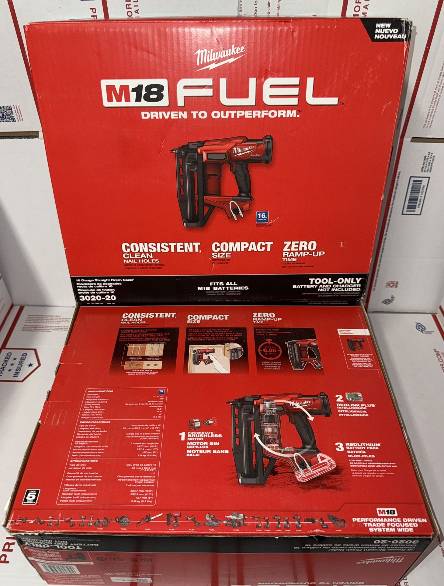 Milwaukee M18 Fuel 16g Straight Finish Nailer Tool. Model #3020-20