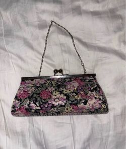 Floral Clutch Bag with Chain Strap
