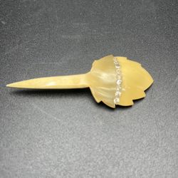Vintage Celluloid? Bakelite? Brooch Pin Rhinestone Details Glam