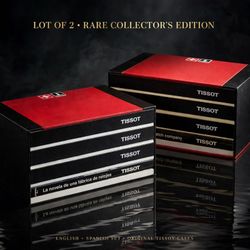 Lot of 2 Tissot Original Watch Boxes - Collector's Presentation Cases with Books