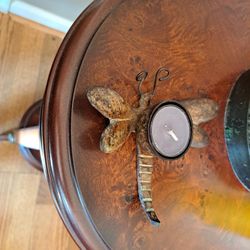 Metal dragonfly tea light candle holder 5 in wide and long. 