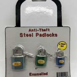 Vintage Mastercraft Tools 3 Piece Steel Padlock Set Sealed Original Package