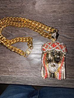 14k Yellow Gold over Stainless Steel Jesus Christ pendant