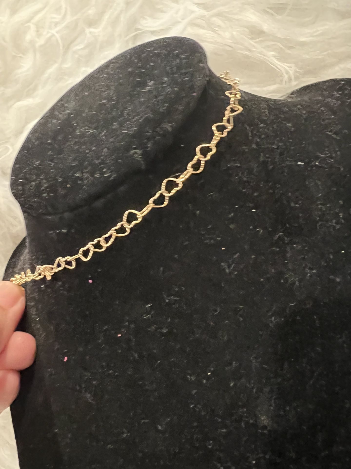 18k heart gold anklet