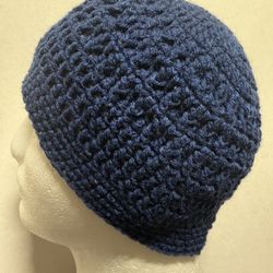 Mens TEEN Crochet SKI Hat Beanie USA Handmade Brand New-cap-NAVY BLUE-L