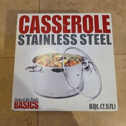 NEW Macys Casserole Stainless Steel Dish Pot 8qt Tools of the Trade Basics