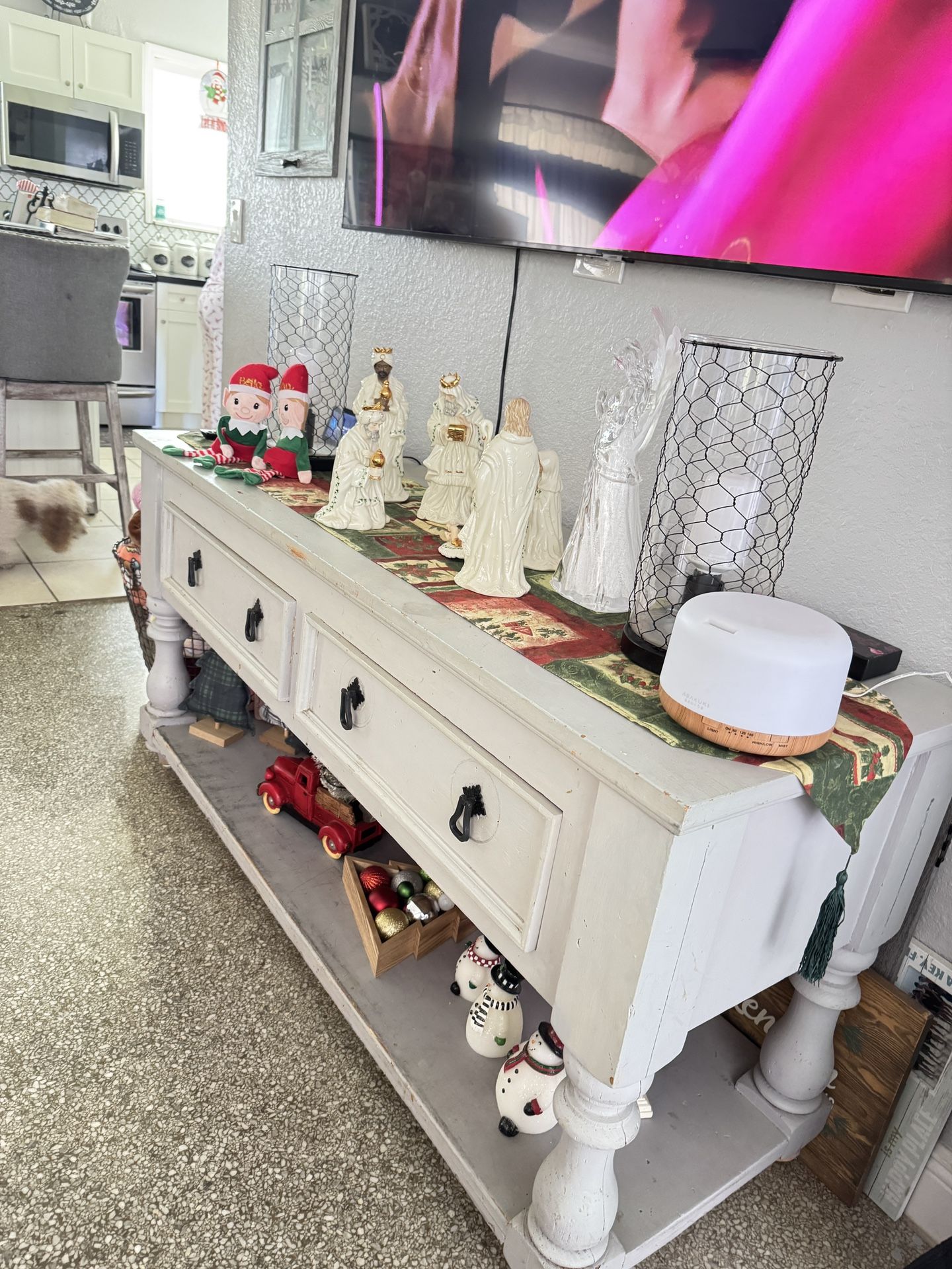 Solid Wood Rustic Accent Table Tv Table