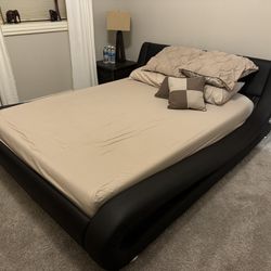 Low Profile Upholstered Queen Bed