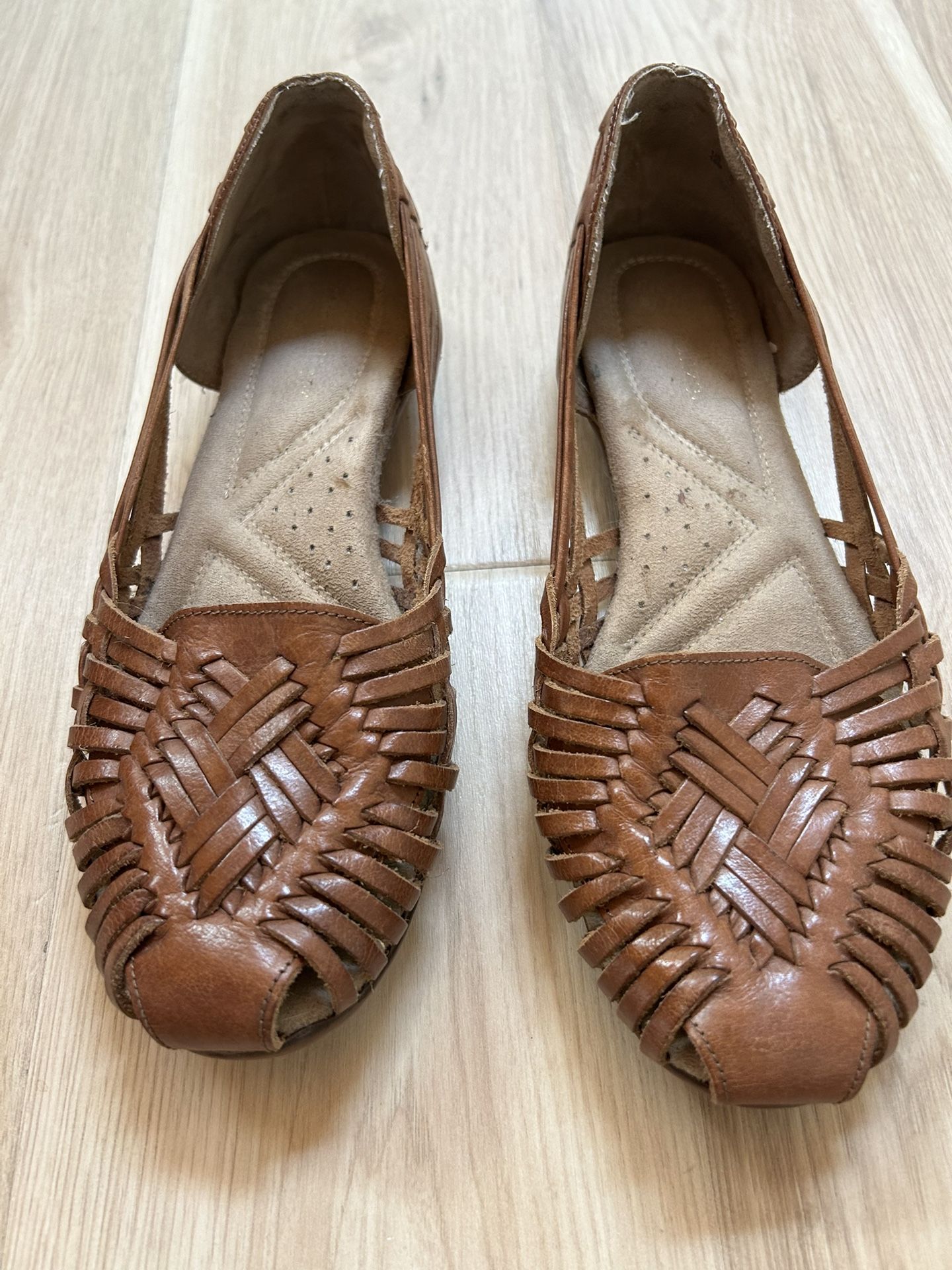 Naturalizer Huarache Shoes Women Slip on Leather Flat 8 Cushioned Insole