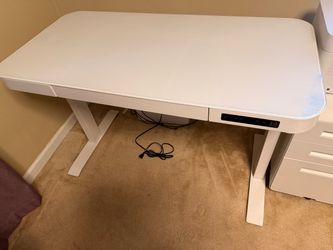 AirLIFT 48” Glass Electric Standing Desk w/ Drawer  — White — Needs Repair — $200 OBO