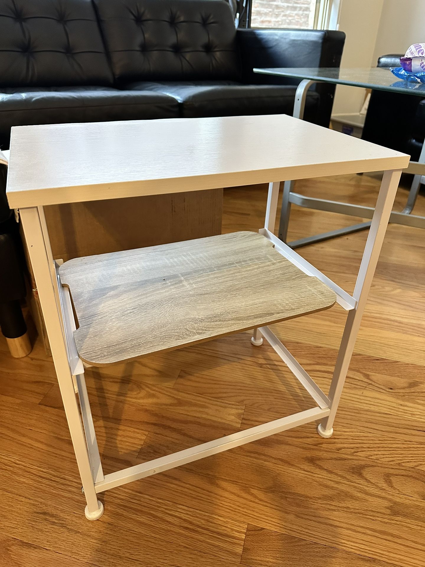 White & Wood Small Side Table