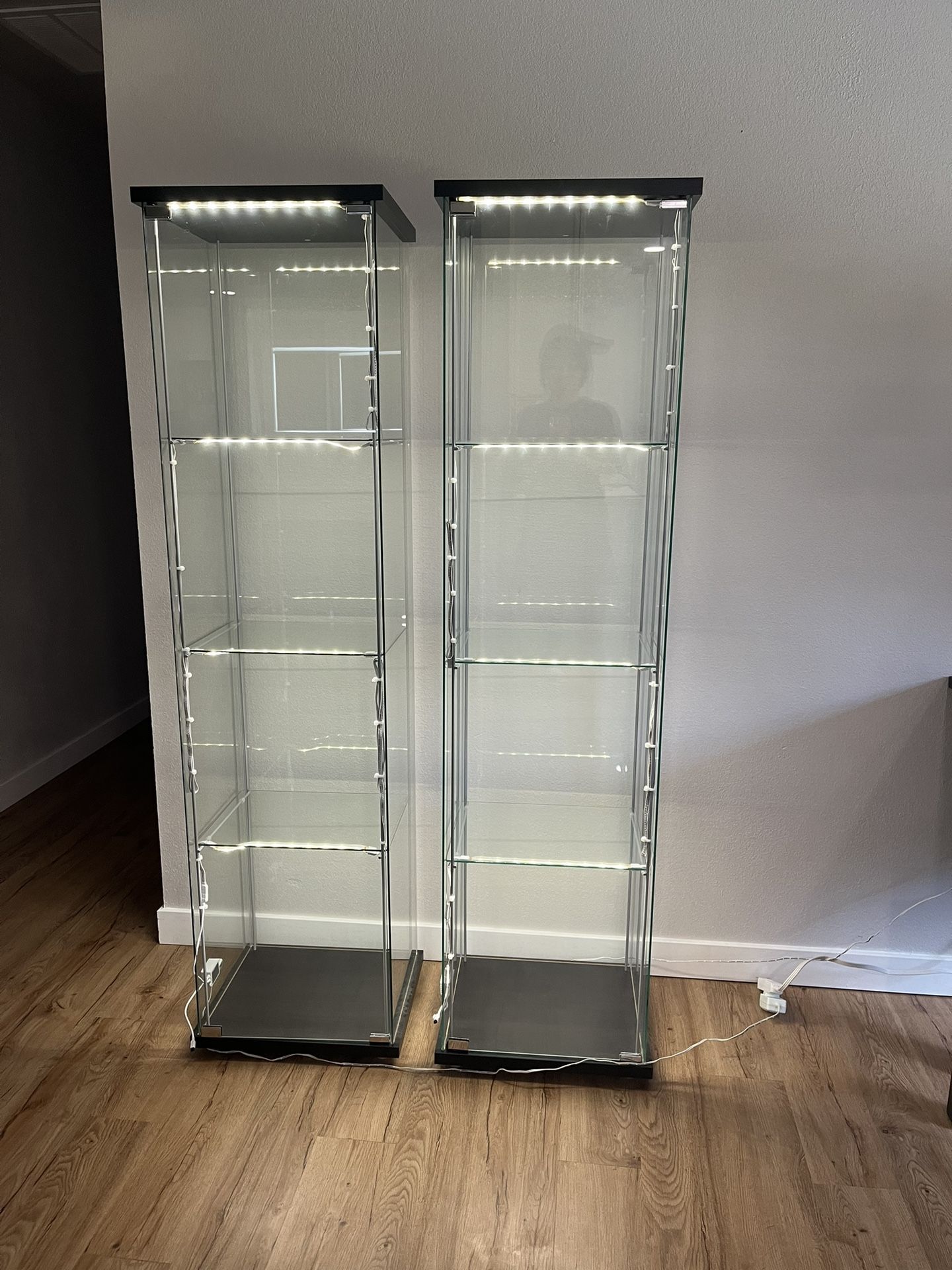 IKEA 2 Detolf Display Cases With DIY LED Lighting (please Read Description)