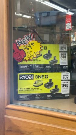 RYOBI 18v 4ah/2ah lithium ‘high performance’ starter kit