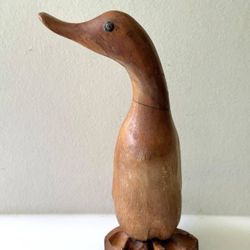 Vintage Carved Wood Duck Decor