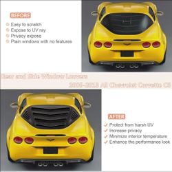 Rear and Side Windshield Sunshade for All Chevrolet Corvette C6 Coupes Grand Sport, and ZR1 — Matte Black ABS