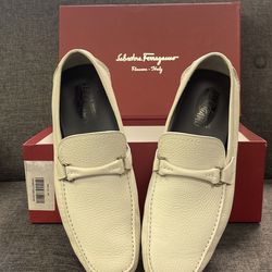 Salvatore Ferragamo Grandprix Loafer - 9.5M- White Shoe