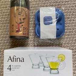 Set Boston Shaker Sphere Ice Mold Martini Glasses