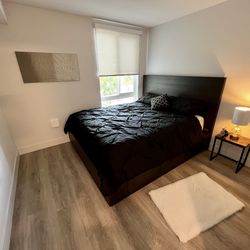 Sofa, Coffee Table, Ikea Kallax Shelf Desk, Bar Stools, Office Chair, Side Table, Night Stand, King Bed