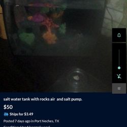 Smaller Salt Water Fish Tank With All The Rocks Pump Equipment Lights And Accessories