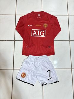 Retro Cristiano Ronaldo Manchester United Kids Long Sleeve Home Kit
